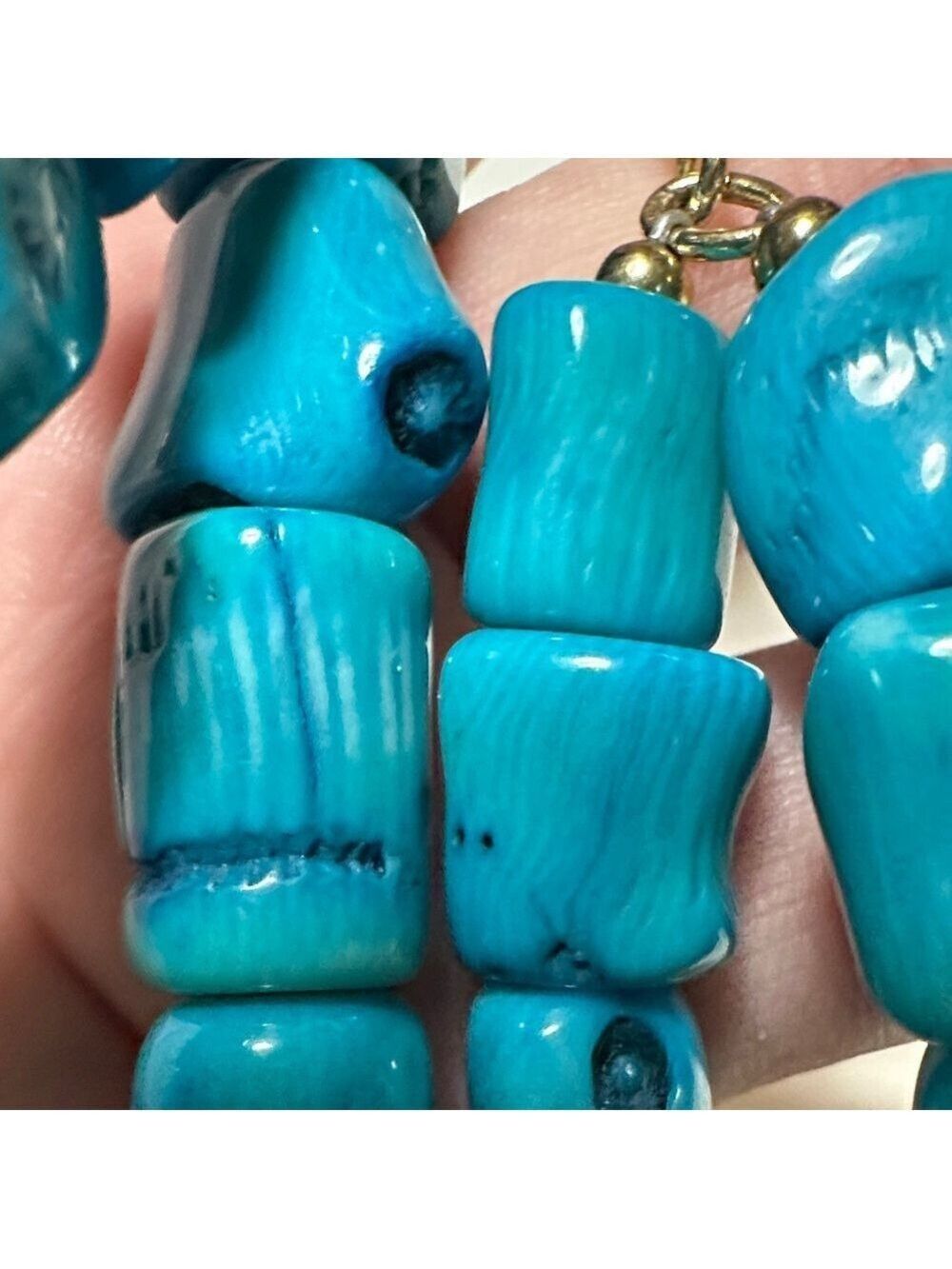 Blue Dyed Coral Studio Barse (Turquoise color) Necklace with Bead - Picture 13 of 13